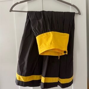 Valentino Black and Yellow A-Line Skirt